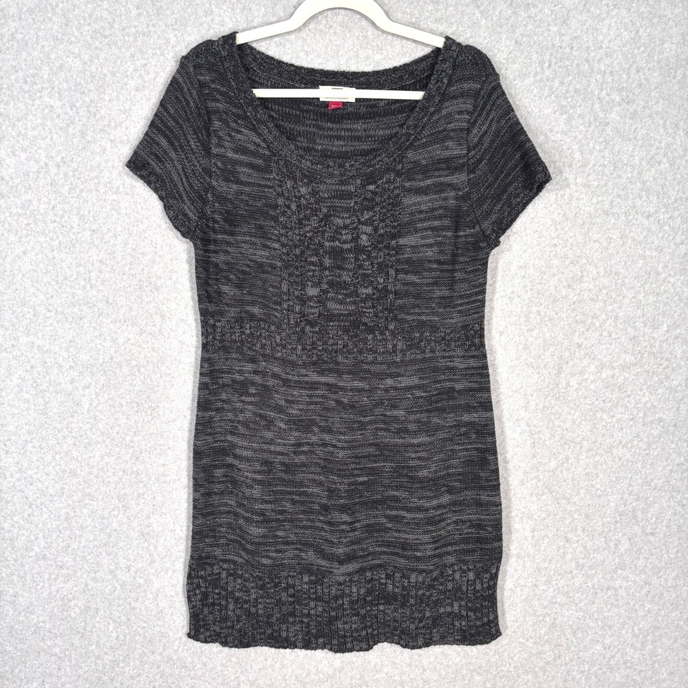 LEI Cable Knit Sweater Dress Junior XXL Charcoal Tunic Academia Preppy Y2K 2000s